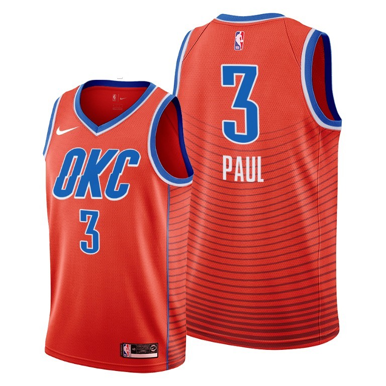 Men's Oklahoma City Thunder #3 Chris Paul Orange NBA Stitched Jersey Men's Oklahoma City Thunder #3 Chris Paul Orange NBA Stitched Jersey